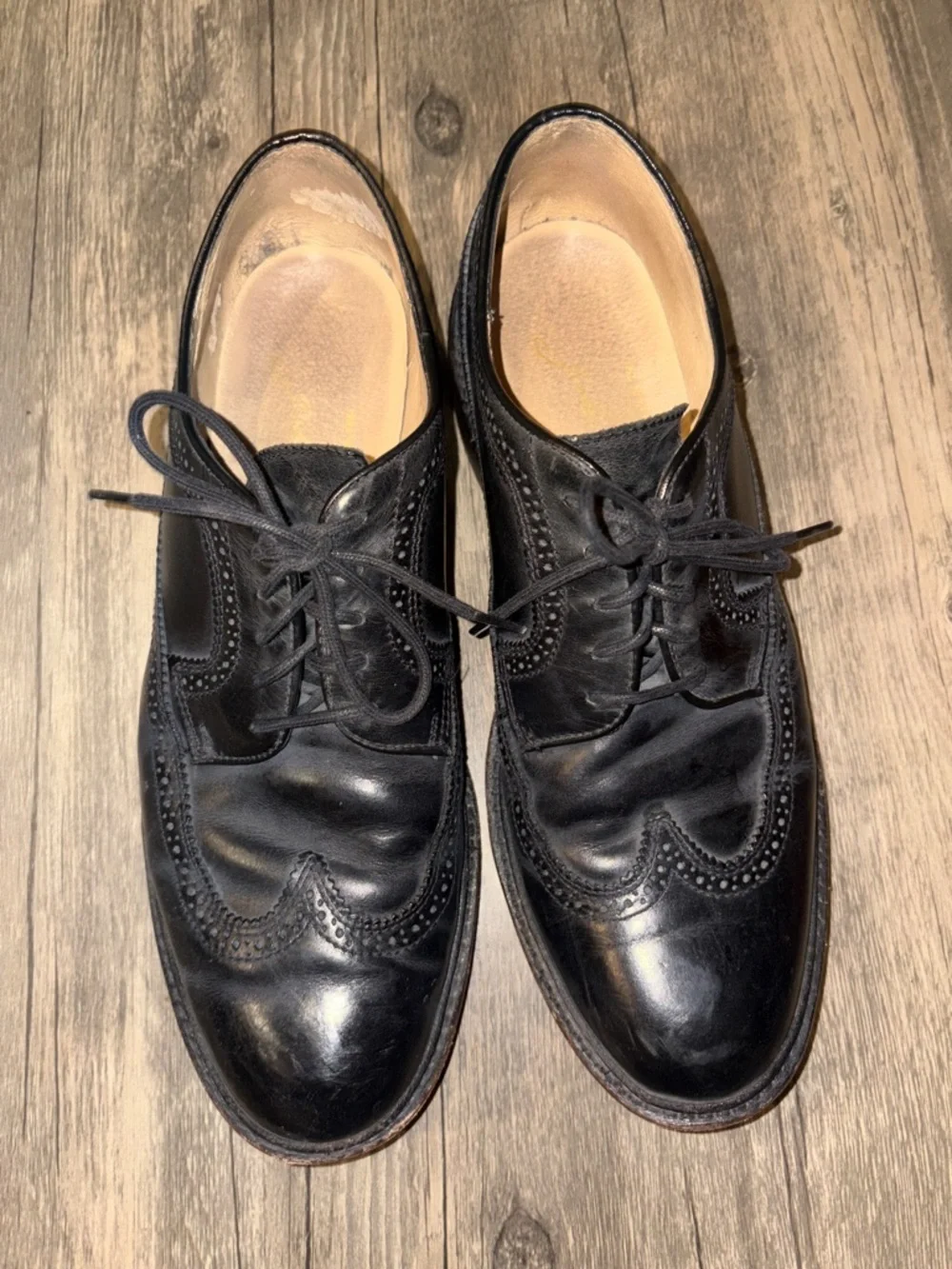 Frye Company Mens Wingtip Dress Shoes Mens 10 D Black Leather Longwing